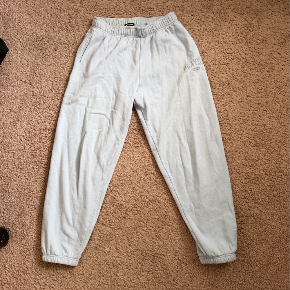 Playboy Pacsun light blue sweatpants with logo